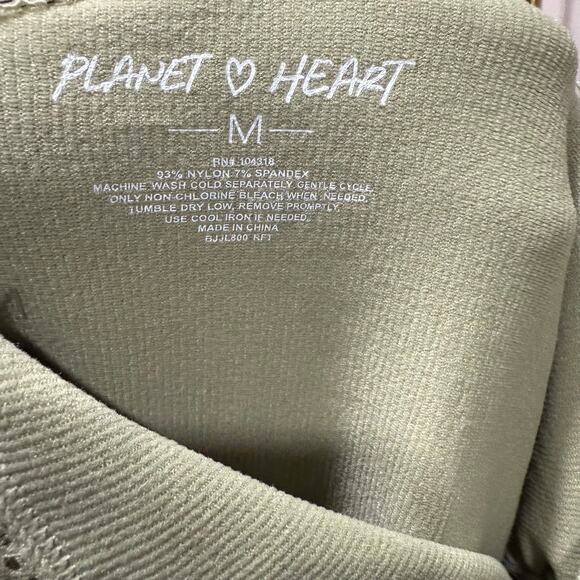 NEW Planet Heart Sage Green Ribbed Tank Top Size Medium Cinched Side Lace Trim - Picture 6 of 6